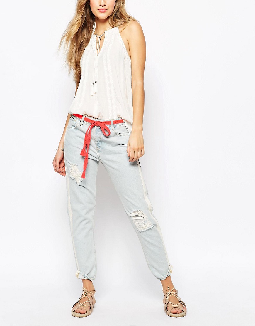 Image 4 of Mango Belted Ripped Girlfriend Jeans