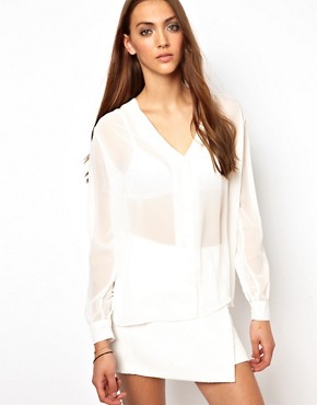 Image 1 of BACK By Ann-Sofie Back Collarless Dart Blouse