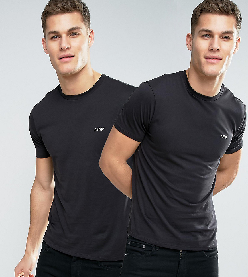 2 черных футболки классического кроя Armani Jeans - Черный