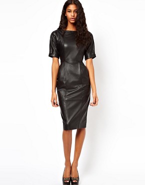 Image 1 of ASOS Leather Wiggle Dress