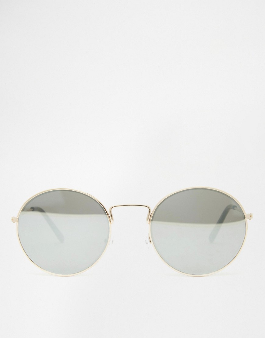 Image 4 of ASOS Round Metal Sunglasses With Fine Frame With Flat Lens