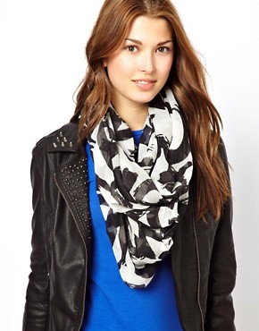 Image 1 of New Look Chunky Letter Print Lightweight Scarf