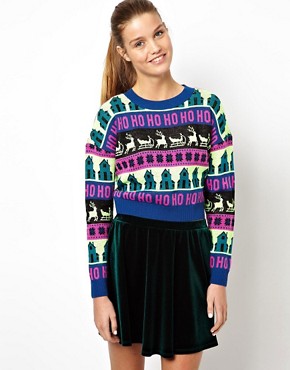 Image 1 of ASOS Christmas Pattern Cropped Jumper