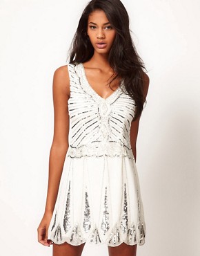 Image 1 of TFNC Deco Embellished Dress with Drop Waist