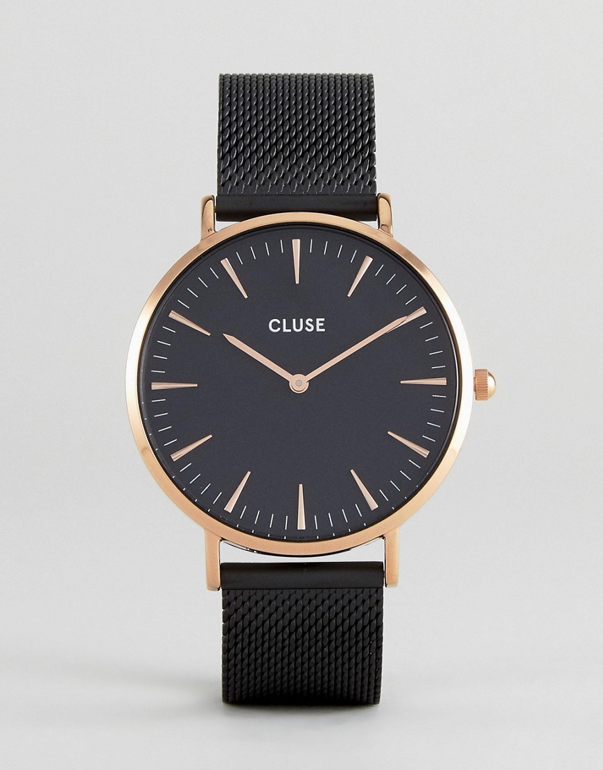 Черные часы с сетчатым ремешком CLUSE CL18034 La Bohème - Черный