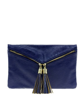 Image 1 of ASOS Clutch Bag With Double Tassel Zip