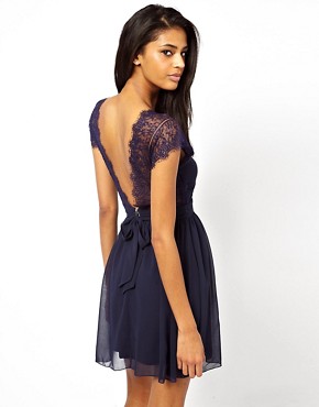 Image 1 of Elise Ryan Lace Skater Dress with Scallop Back