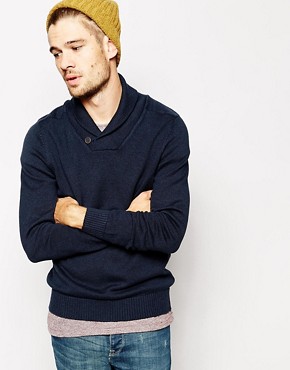 Selected Jumper With Shawl Collar (blue)