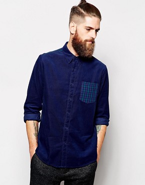 ASOS Cord Shirt In Long Sleeve With Check 