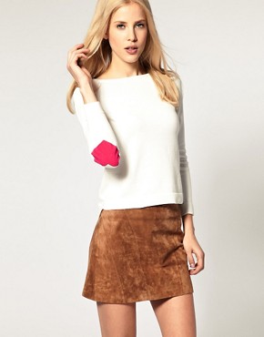 Image 1 of ASOS Sweater With Suede Effect Heart Elbow Patch