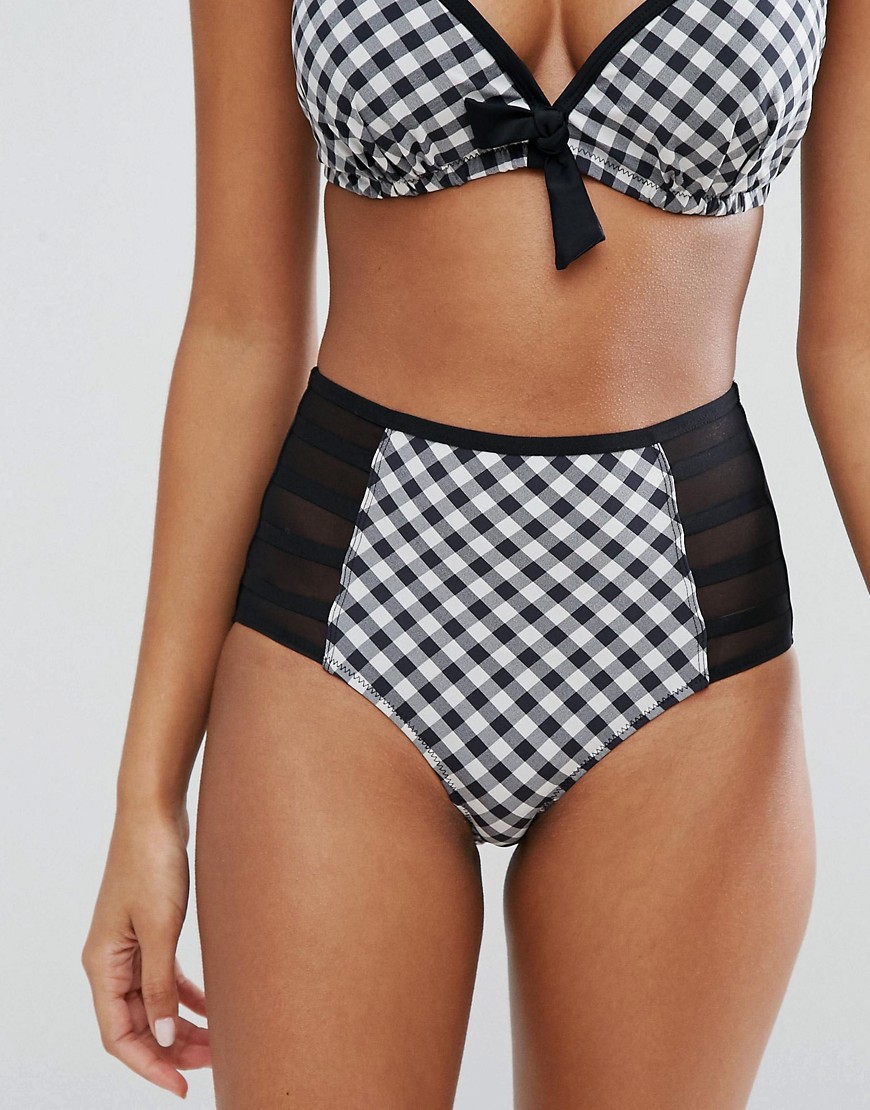 Pour Moi Checkers Control High Waist Bikini Bottom - Multi
