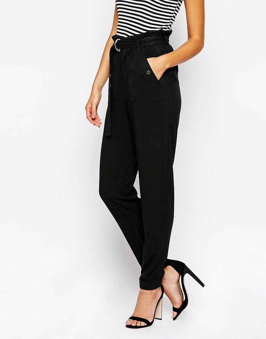 New Look | New Look Paper Bag Waist Utility Trousers at ASOS