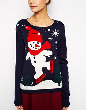 Image 3 of Only Ice Skating Snowman Christmas Jumper