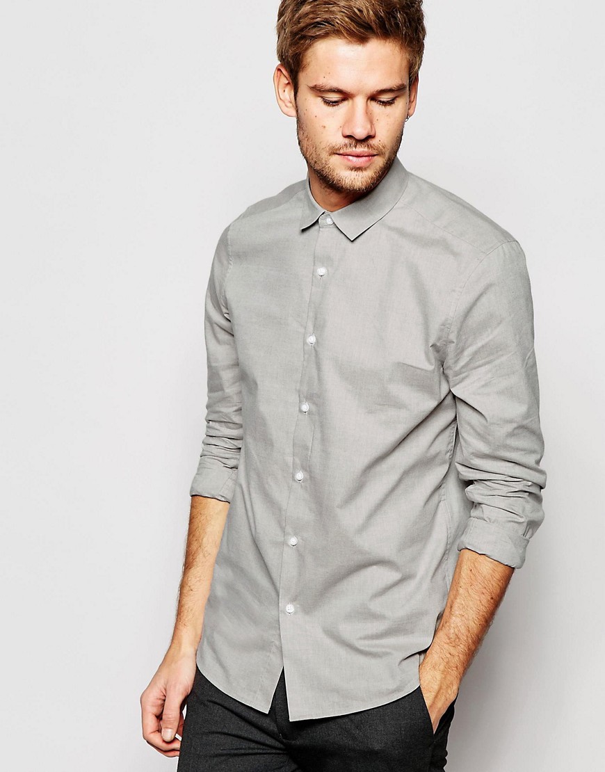 Image 1 of ASOS Smart Shirt With Textured Marl In Grey In Regular Fit