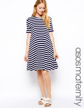 ASOS Maternity Swing Dress In Stripe 