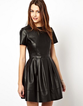 ASOS Skater Dress In Leather Look