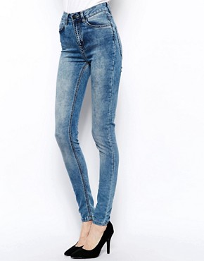 Image 1 of Just Female High Waist Acid Wash Skinny Jeans