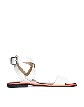 Image 1 of ASOS FACULTY Leather Flat Sandals
