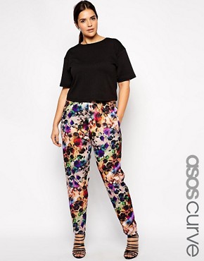 ASOS CURVE Exclusive Peg Trouser in Photographic Floral