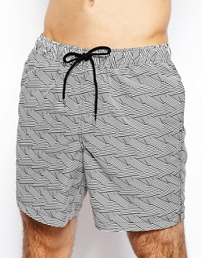 ASOS Swim Shorts In Mid Length With Geo Print 