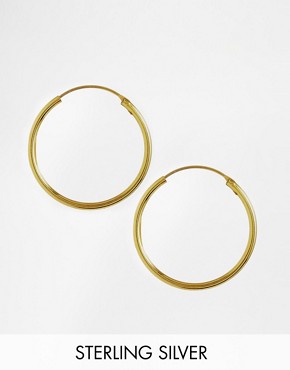 Image 1 of ASOS Sterling Silver Gold Plated 30mm Hoop Earrings