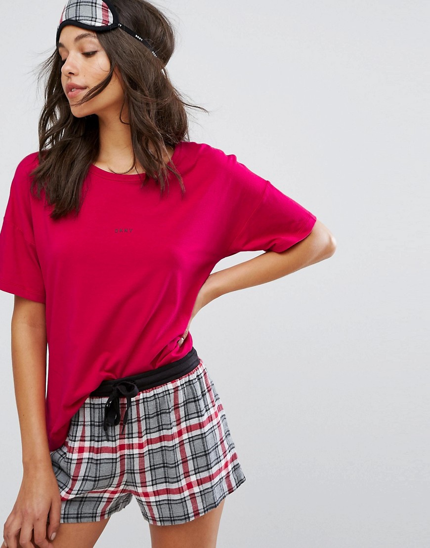 Пижама с шортами в клетку DKNY - Красный