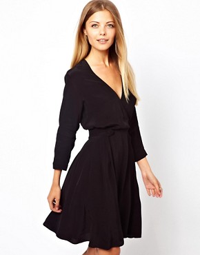 Image 1 of ASOS Skater Dress With Wrap Front And Tab Side