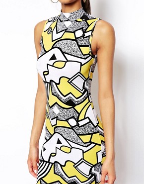 Image 3 of ASOS Bodycon Dress in Pop Art with High Neck