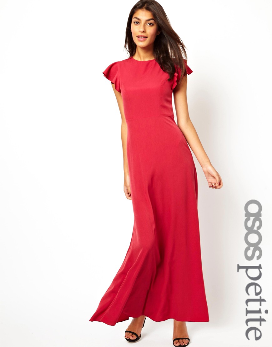 ASOS Petite | ASOS PETITE Frill Sleeve Open Back Maxi Dress at ASOS