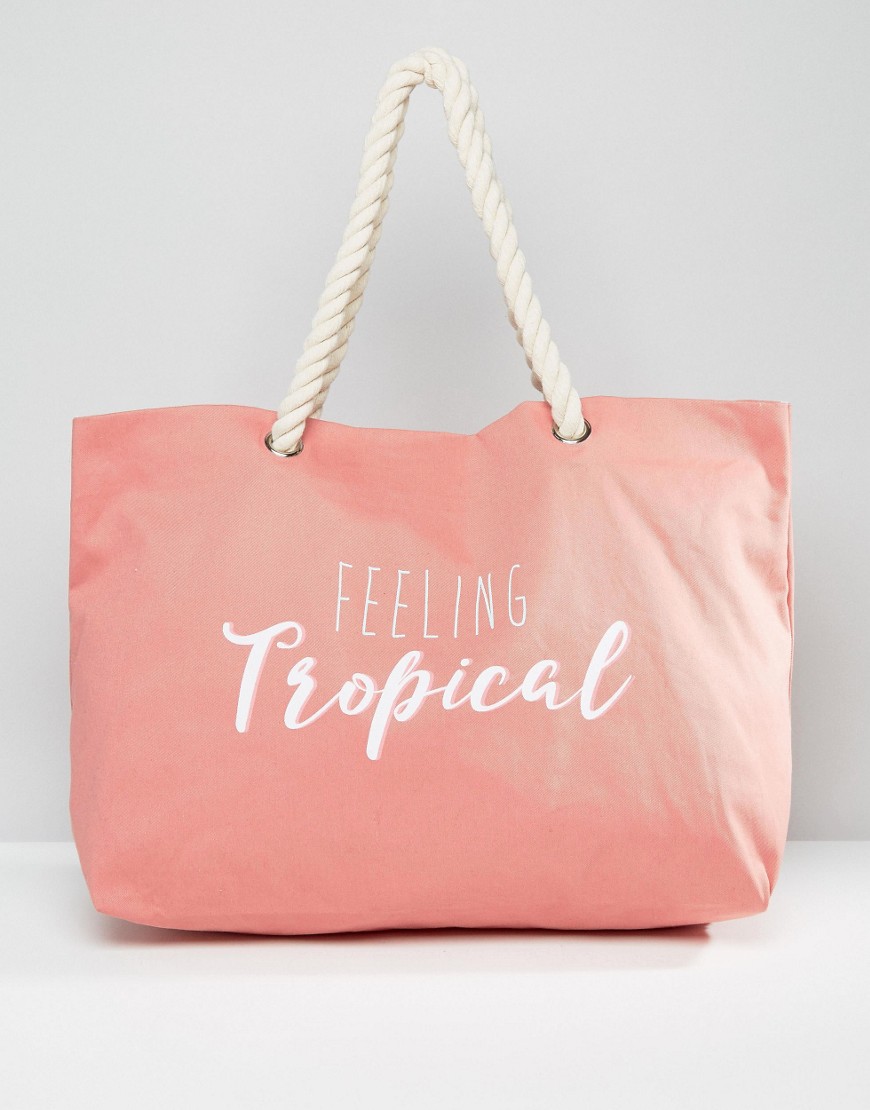 South Beach 'Feeling Tropical' Beach Bag - Pink