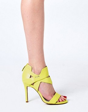 Image 3 of Senso Xixi Fluro Yellow Heeled Strap Sandals