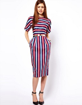 Image 1 of ASOS Wiggle Dress In Stripe Print