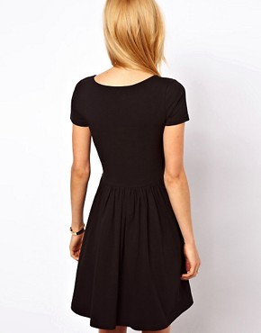 Image 2 of ASOS Skater Dress With Ballet Wrap And Short Sleeves