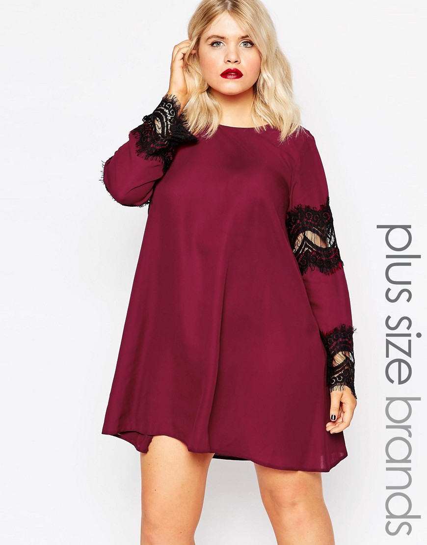 AX Paris Plus Swing Dress With Lace Sleeves
