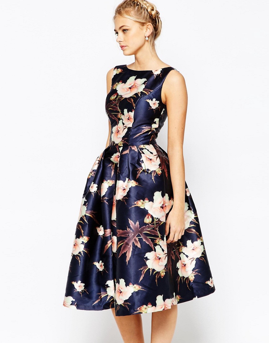 Image 1 of Chi Chi London Full Prom Skater Dress In Floral Print