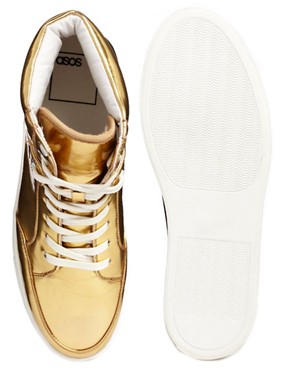 Image 3 of ASOS Trainers in Metallic Gold