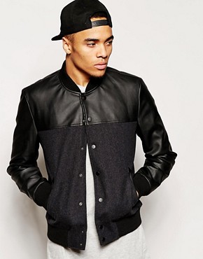 River Island Bomber Jacket with Contrast Sleeves 