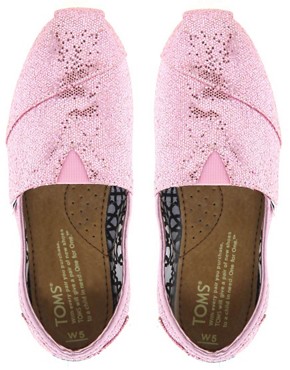 Pink Glitter Toms Shoes on Pink   Toms Pink Glitter Flat Shoes At Asos