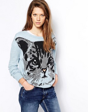 Image 1 of Paul & Joe Sister Knitted Sweater with Cat Intarsia