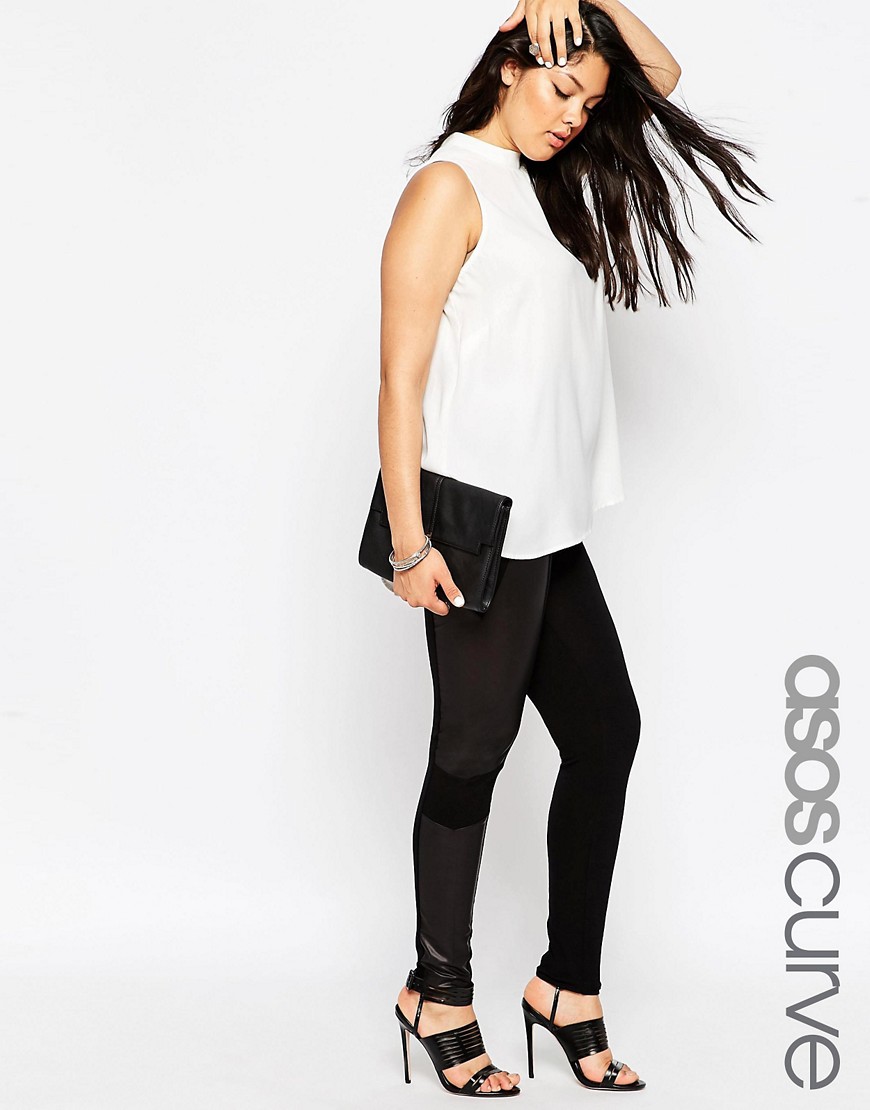 ASOS CURVE Legging with Leather Look Panels Curve