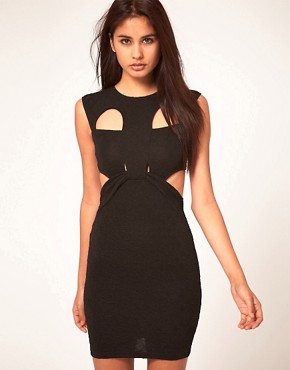 Image 1 of ASOS Bodycon Cut Out Dress in Textured Cloth