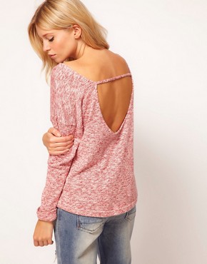 Image 1 of ASOS Top with Scoop Back in Knitted Marl