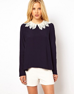 Image 1 of ASOS Swing Top with Crochet Collar