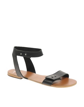 Image 1 of ASOS FRISK Leather Stud Flat Sandals