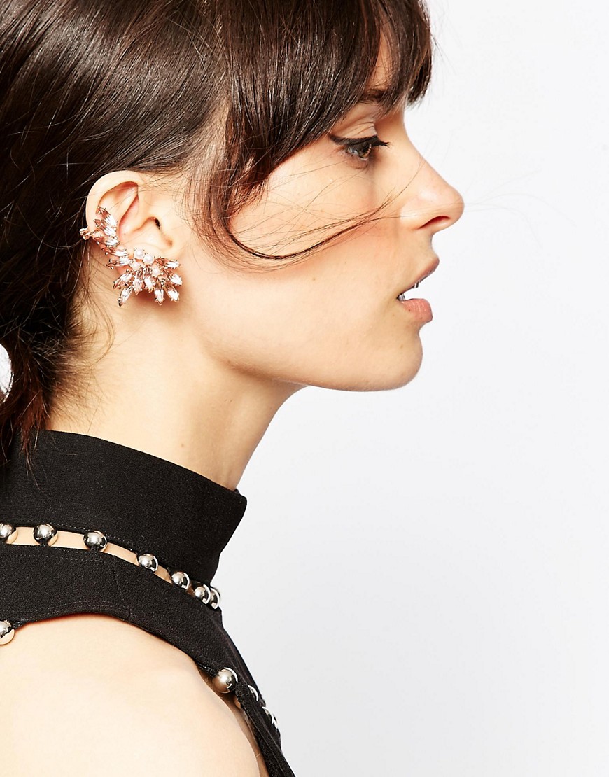 Image 3 of ASOS Mismatch Rose Cluster Ear Cuff and Single Ear Stud