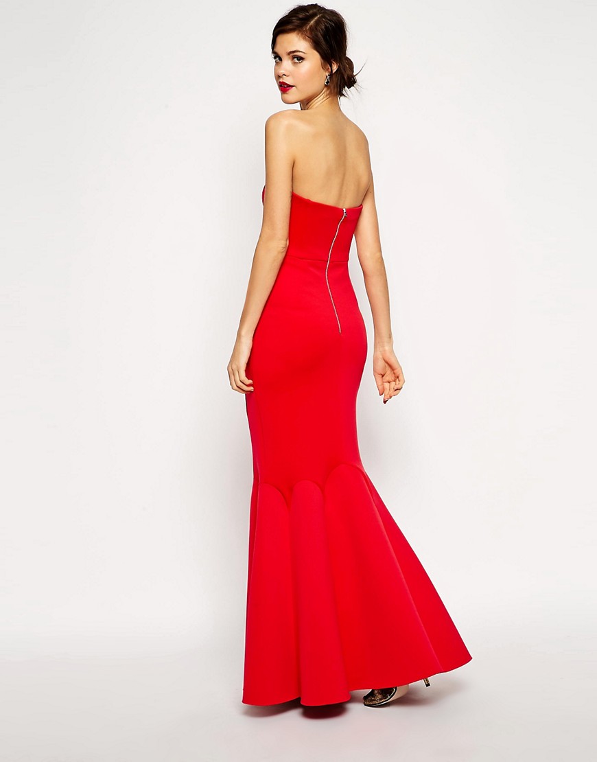 Home â€º ASOS RED CARPET Premium Scuba Ultra Glam Fishtail Maxi Dress