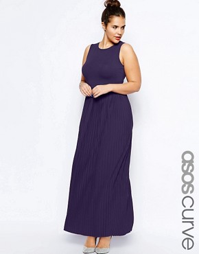 Image 1 of ASOS CURVE Exclusive Maxi Dress With Pleated Skirt