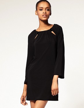 Image 1 of Halston Heritage Beaded Tunic With Cut Out Neck Detail