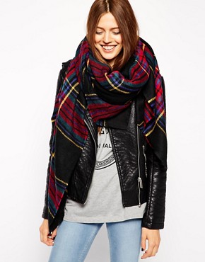 Image 1 of ASOS Oversized Black Check Square Scarf
