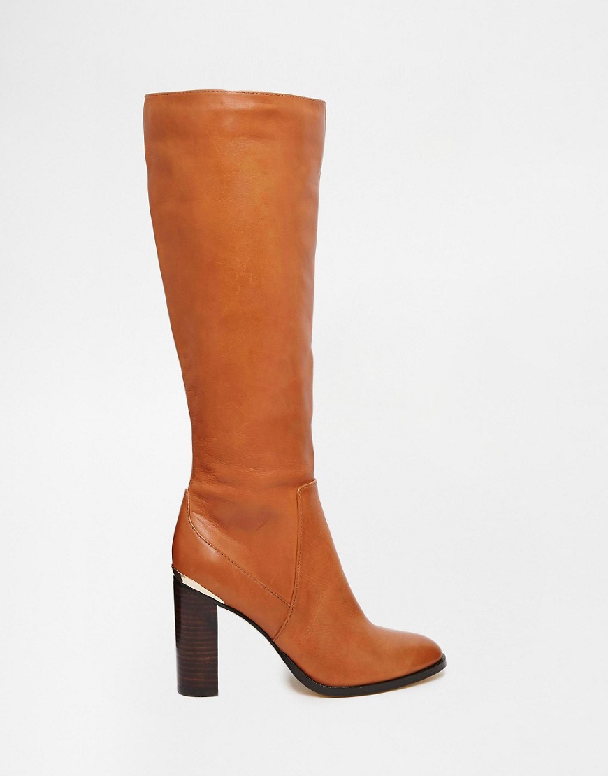 Image 1 of River Island Heeled Knee High Gold Detail Boots